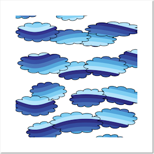 Blue wavy clouds - relaxing fun design Posters and Art